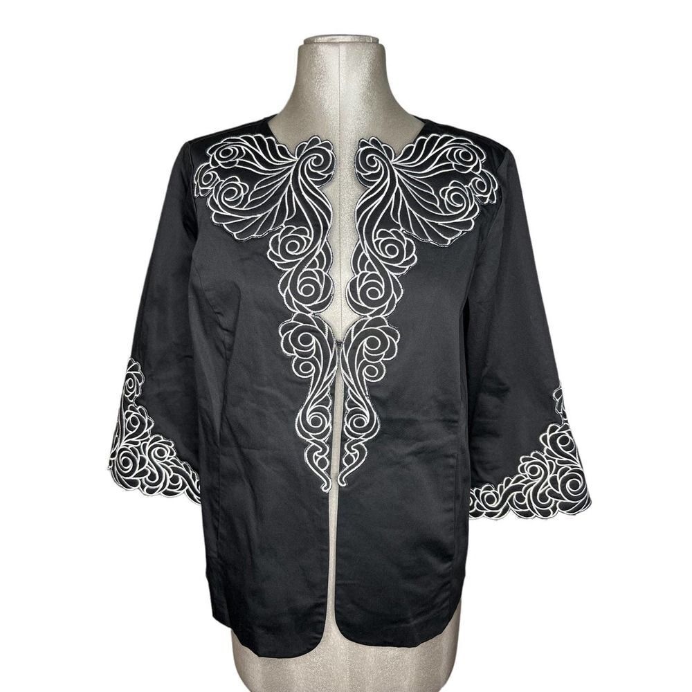 Bob Mackie Sz M Wearable Art Black Decorative Top